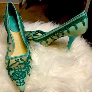 Nine West Aqua Blue Lace Heels